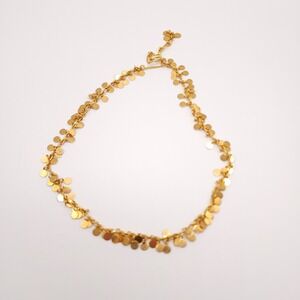 Gold Tone Disc Chain Necklace Round Charm Adjustable